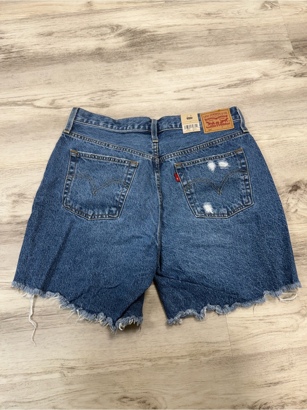 Levi's Blue Distressed Cutoff Denim Shorts - Women's - Picture 2 of 4